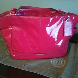 Coach pink patent leather bag